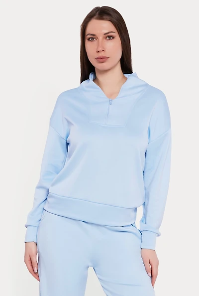Quarter Zip Front Long Sleeve Pullover