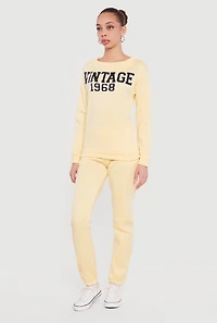 Solid High Waisted Pull On Sweatpants