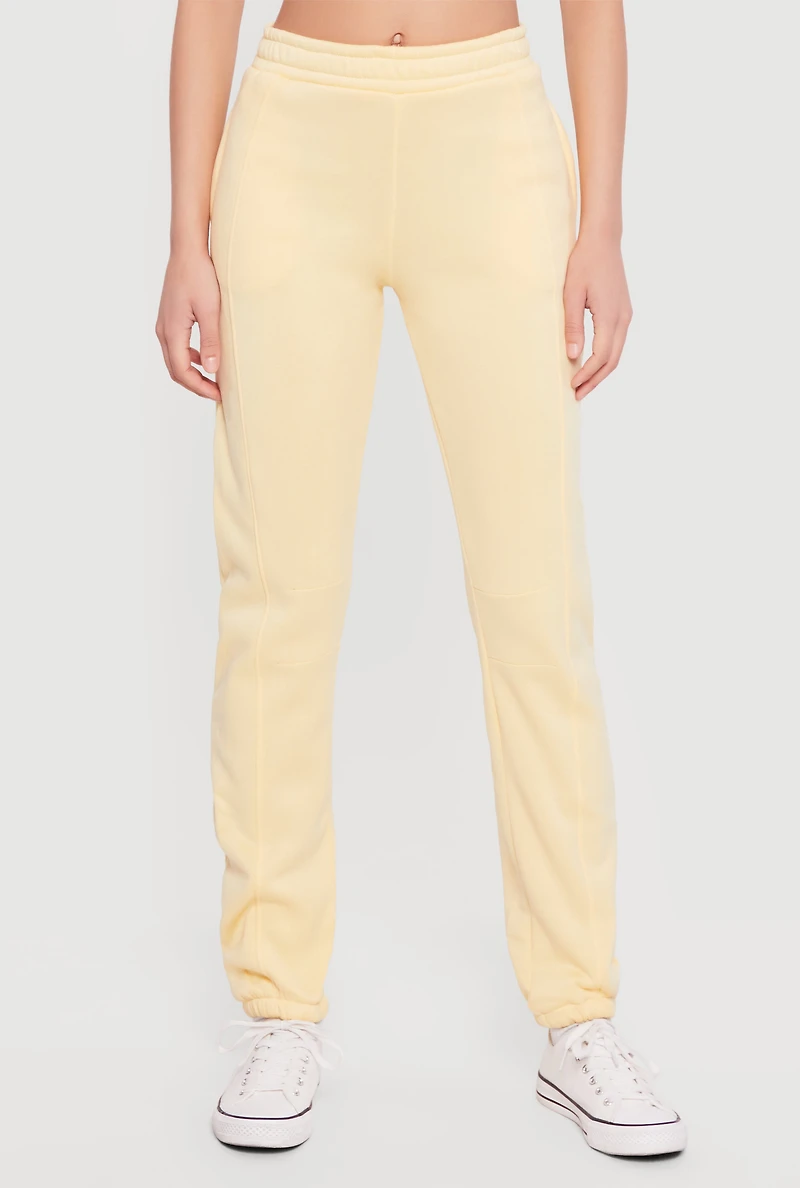 Solid High Waisted Pull On Sweatpants