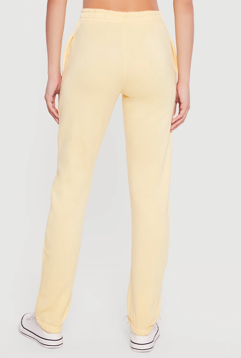 Solid High Waisted Pull On Sweatpants