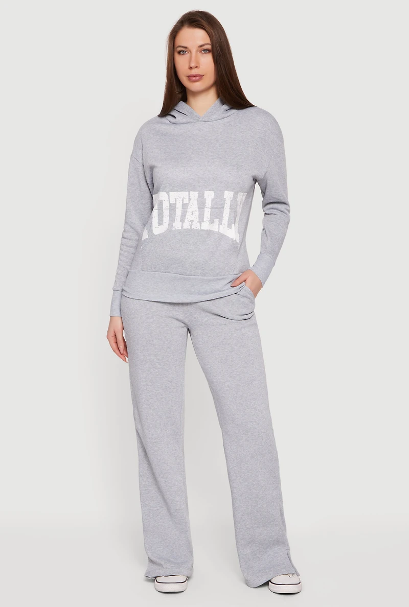 High Waisted Pull On Fleece Sweatpants with Pockets