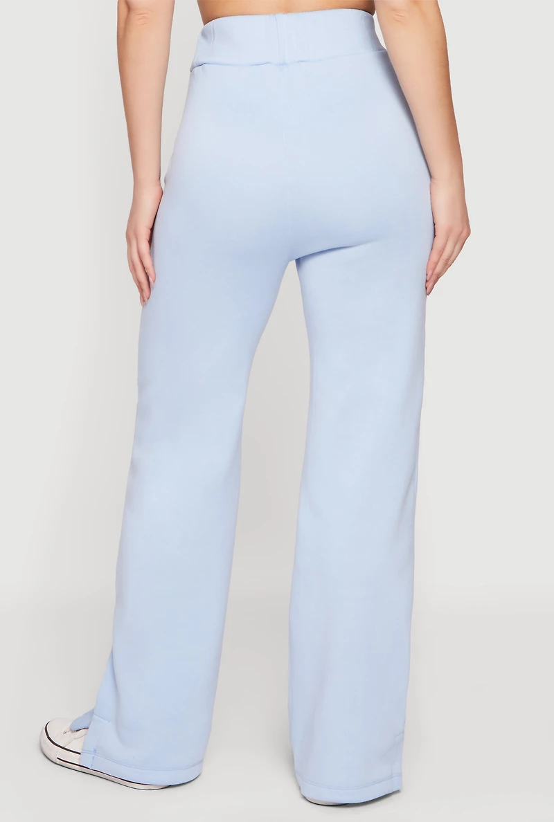 High Waisted Pull On Fleece Sweatpants with Pockets