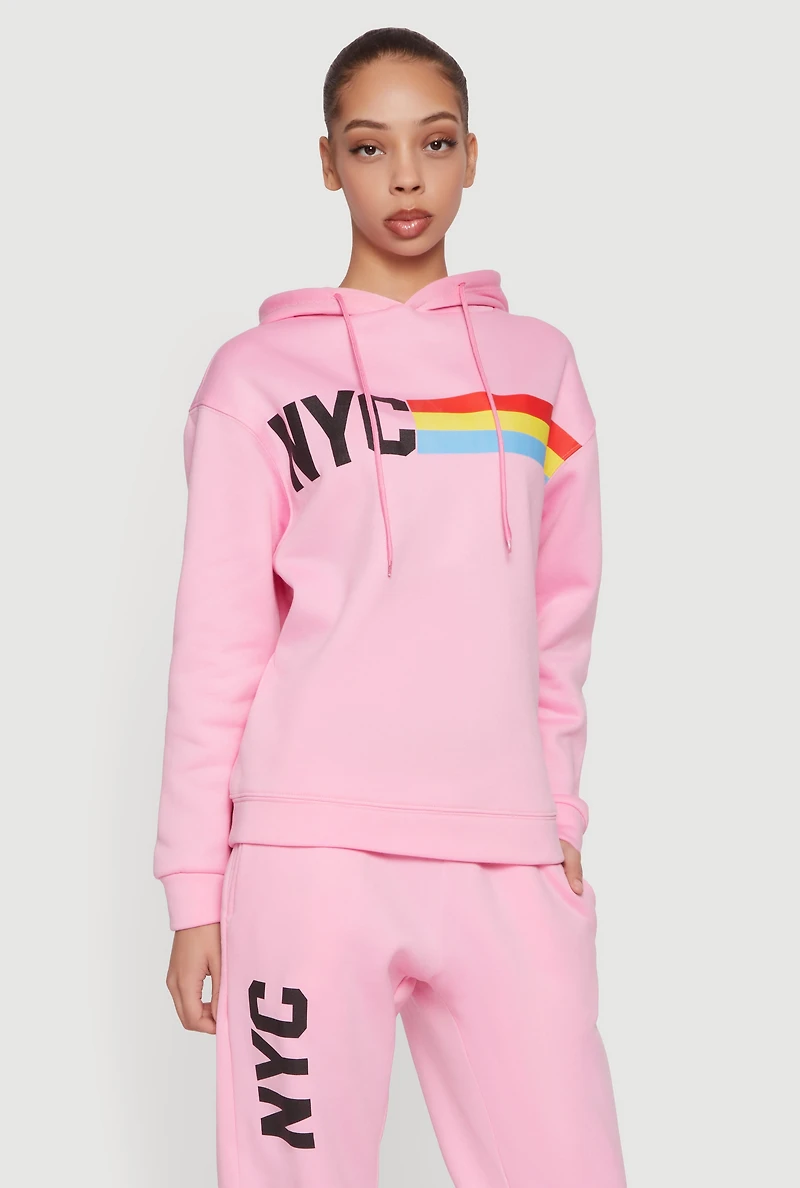 NYC Graphic Long Sleeve Pullover Hoodie