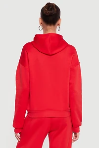 Heart Graphic Zip Front Hooded Sweatshirt