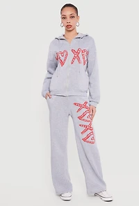 Heart Graphic Straight Leg Sweatpants