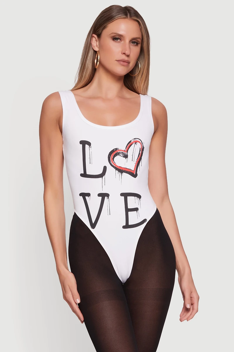 Love Graphic Scoop Neck Bodysuit
