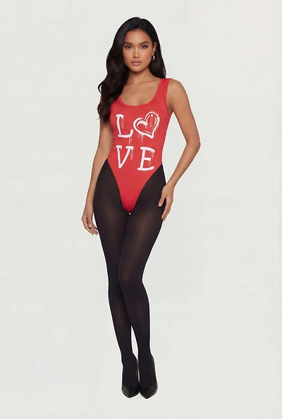 Love Graphic Scoop Neck Bodysuit