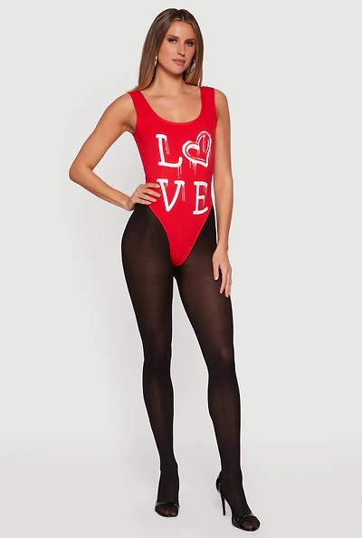 Love Graphic Scoop Neck Bodysuit