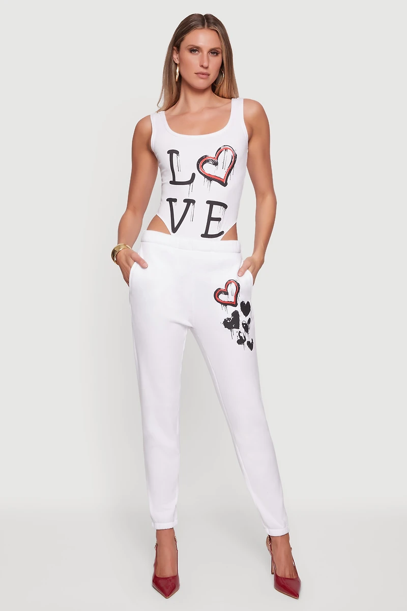 Graffiti Heart Graphic Mid Rise Sweatpants
