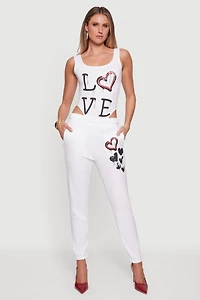 Graffiti Heart Graphic Mid Rise Sweatpants