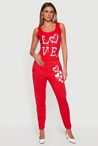 Graffiti Heart Graphic Mid Rise Sweatpants