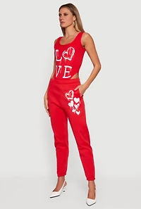 Graffiti Heart Graphic Mid Rise Sweatpants