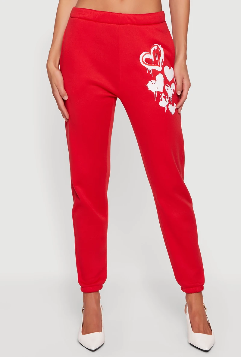 Graffiti Heart Graphic Mid Rise Sweatpants