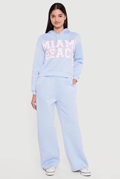 Solid Wide Leg Pull On Sweatpants