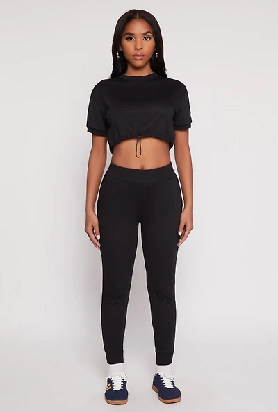 French Terry Pull On High Waisted Joggers