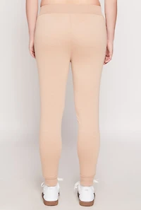 Womens French Terry Pull On High Waisted Joggers, Khaki,