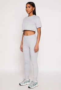 Womens French Terry Toggle Drawstring Hem Crop Top, Grey, Size M