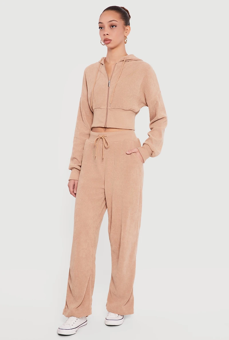 Drawstring Ribbed Knit Pants