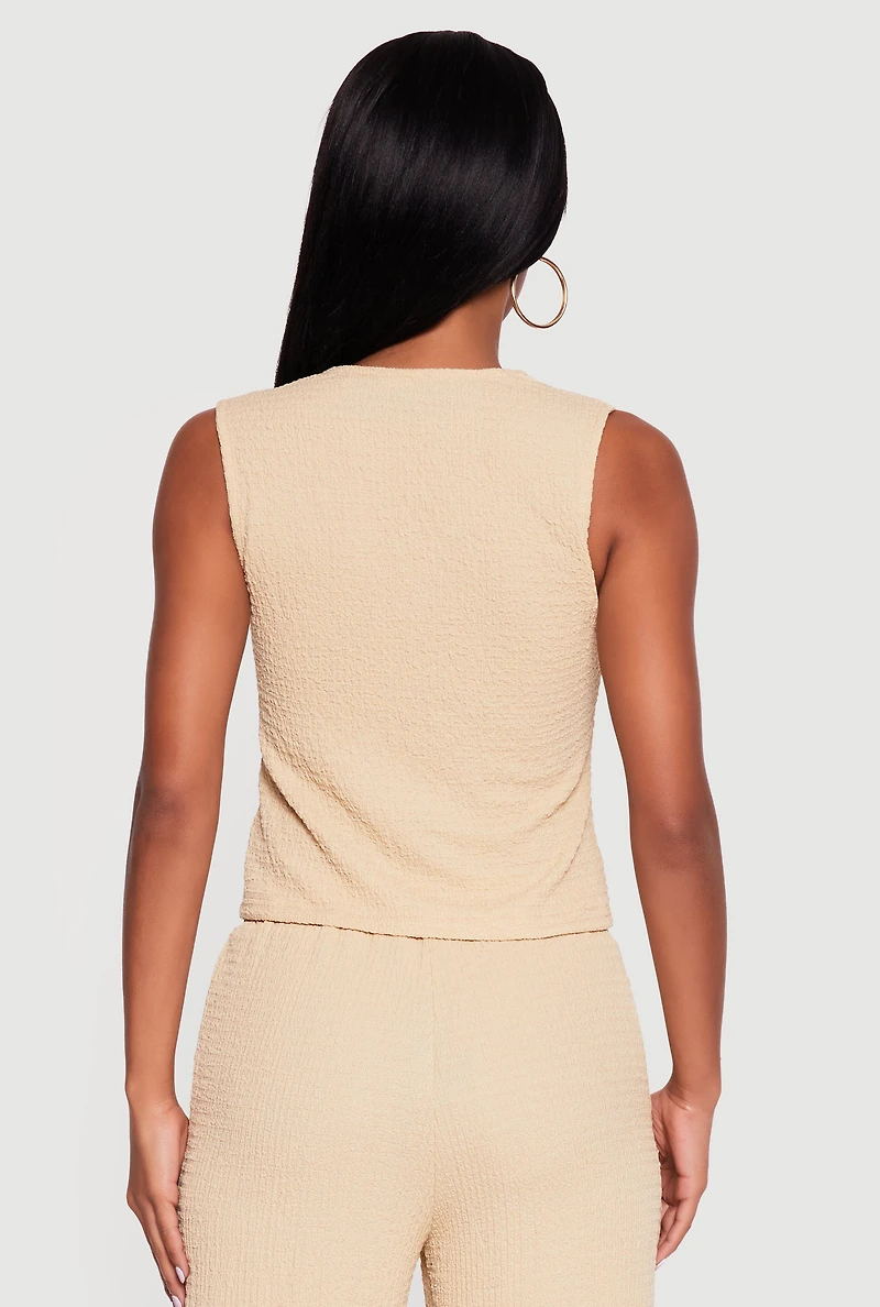 Textured Knit Button Front Blazer Vest