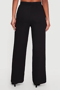 Textured Knit Wide Leg Pull On Pants