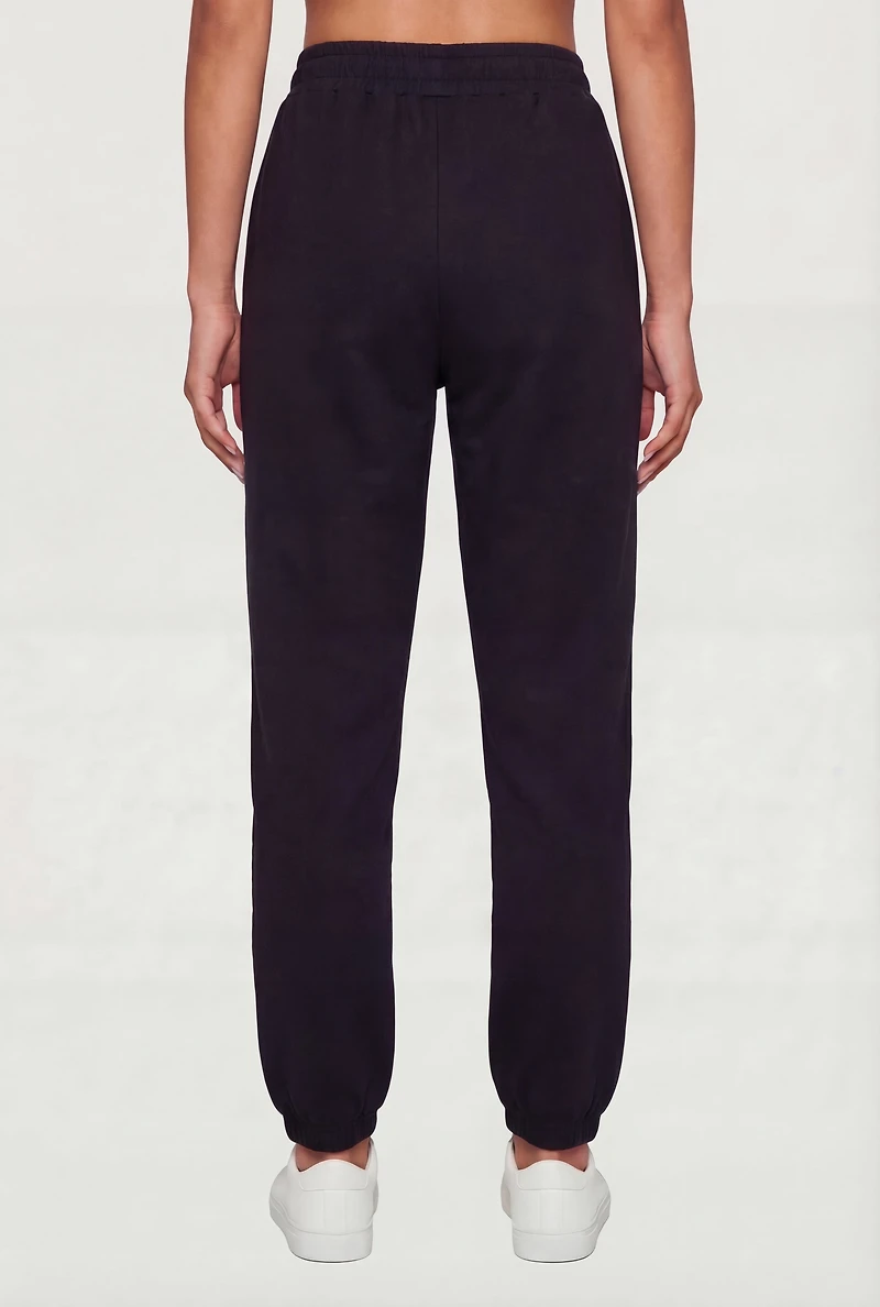 High Waisted Rhinestone Detail Joggers