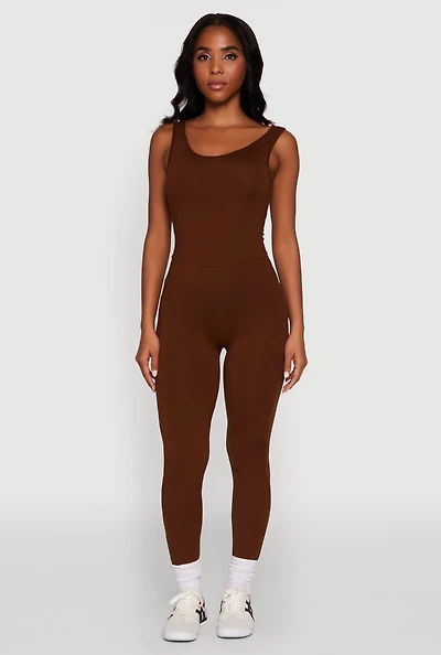 Womens Trendy Sleeveless Crew Neck Skinny Leg Jumpsuit,