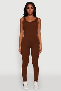 Womens Trendy Sleeveless Crew Neck Skinny Leg Jumpsuit,