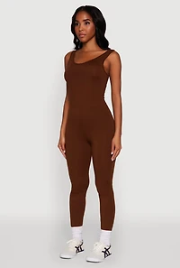 Womens Trendy Sleeveless Crew Neck Skinny Leg Jumpsuit,