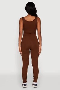 Womens Trendy Sleeveless Crew Neck Skinny Leg Jumpsuit,