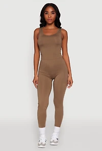 Womens Trendy Sleeveless Crew Neck Skinny Leg Jumpsuit,