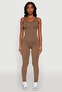 Womens Trendy Sleeveless Crew Neck Skinny Leg Jumpsuit,
