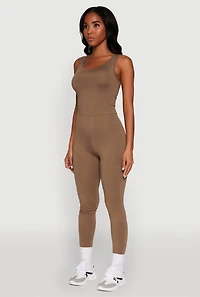 Womens Trendy Sleeveless Crew Neck Skinny Leg Jumpsuit,