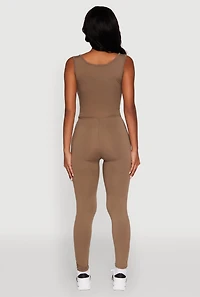 Womens Trendy Sleeveless Crew Neck Skinny Leg Jumpsuit,