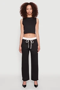 Contrast Trim Drawstring Waist Sweatpants