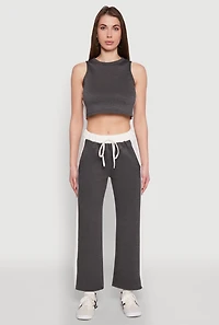 Contrast Trim Drawstring Waist Sweatpants