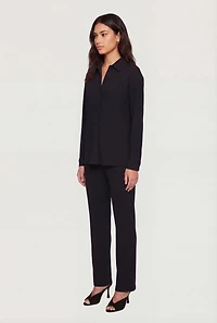 Textured Ribbed Knit Button Front Long Sleeve Shirt