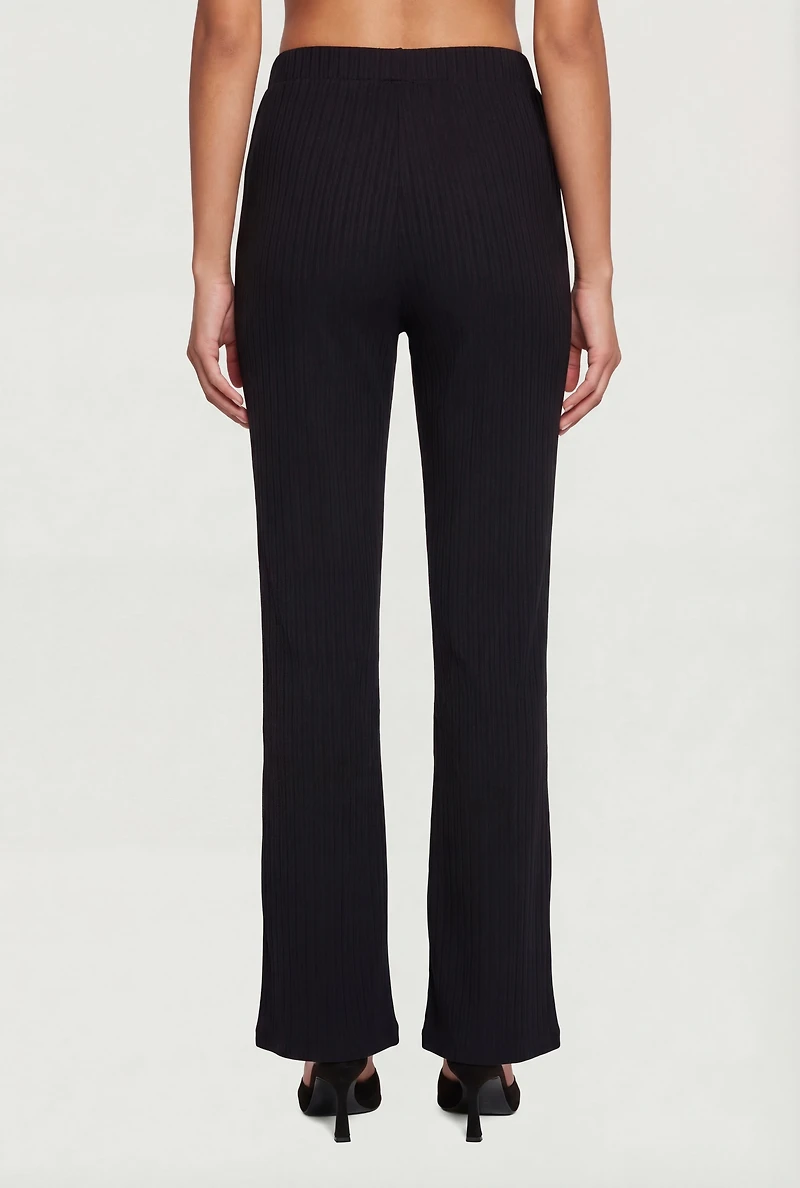 Textured Ribbed Knit Pull On Pants