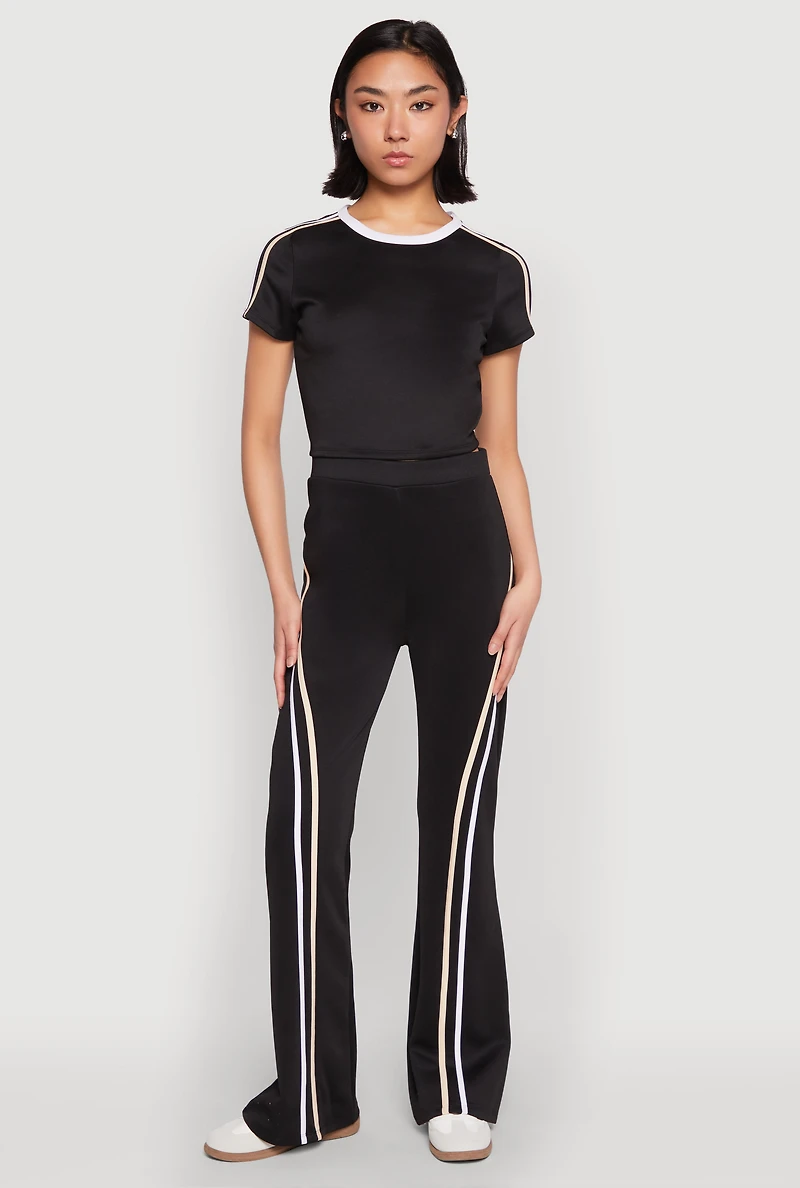 Womens Varsity Stripe Crop Top,