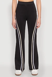 Womens Varsity Stripe High Waisted Pants, Black, Size L