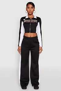 Womens Motorsport Legend Racing Zip Front Crop Top, Black, Size L