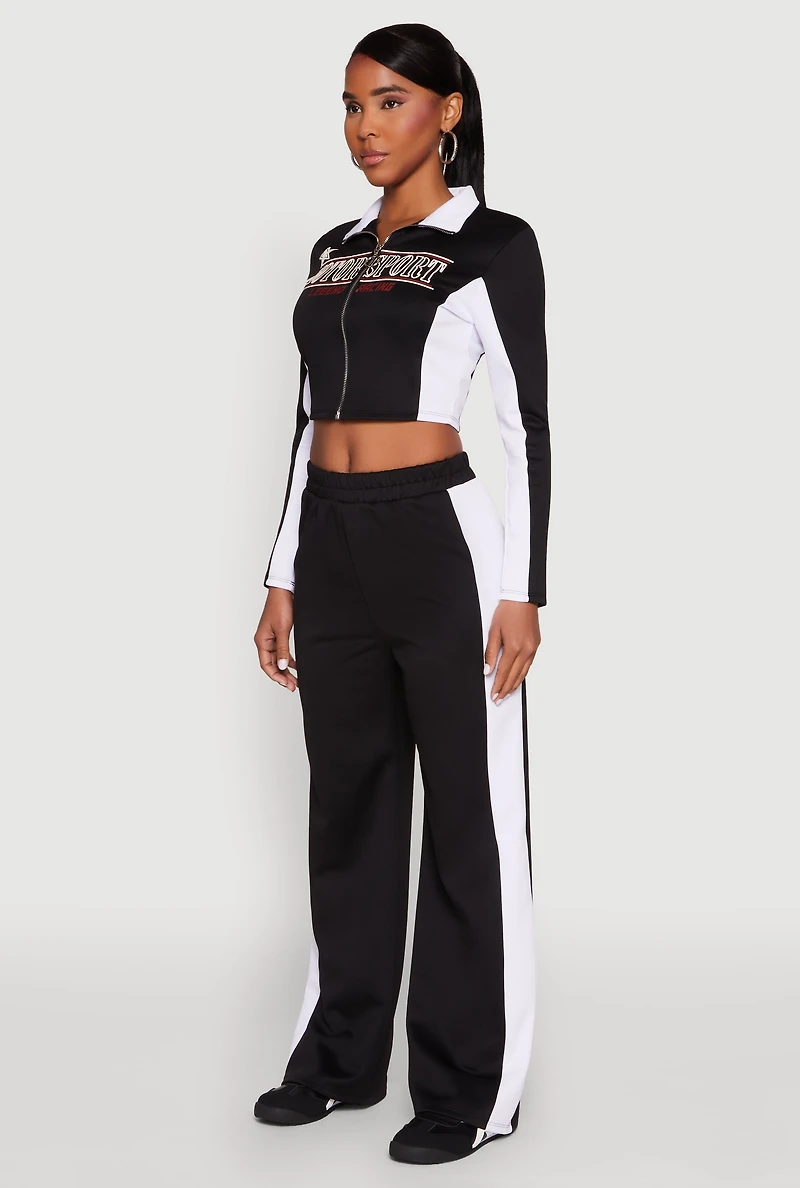 Womens Motorsport Legend Racing Zip Front Crop Top, Black, Size L