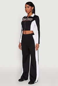 Womens Motorsport Legend Racing Zip Front Crop Top, Black, Size L