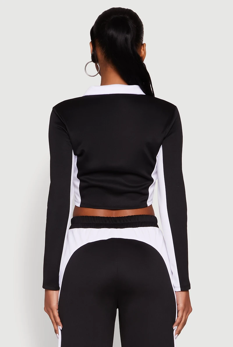 Womens Motorsport Legend Racing Zip Front Crop Top, Black, Size L
