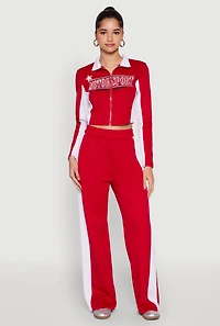 Womens Motorsport Legend Racing Zip Front Crop Top, Red, Size L