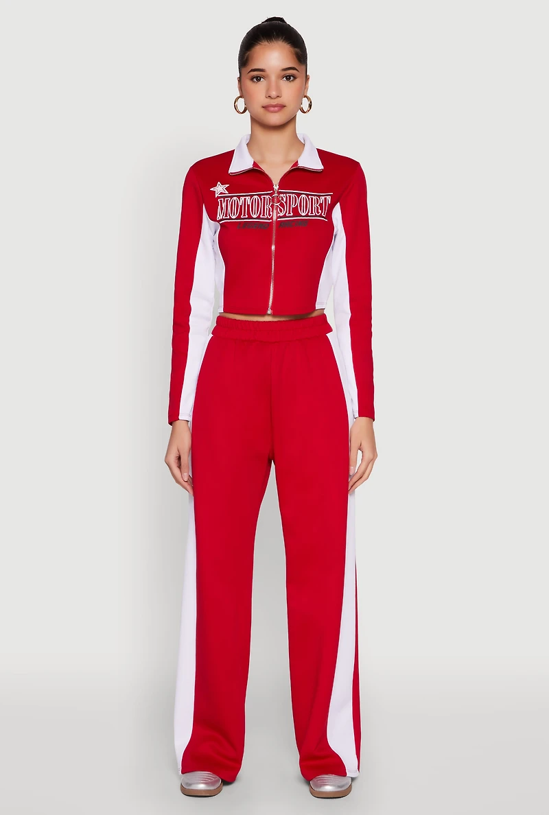 Womens Motorsport Legend Racing Zip Front Crop Top, Red, Size L