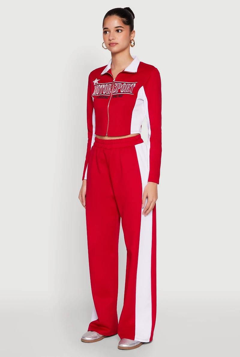 Womens Motorsport Legend Racing Zip Front Crop Top, Red, Size L