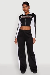 Color Block Detail Wide Leg Pants