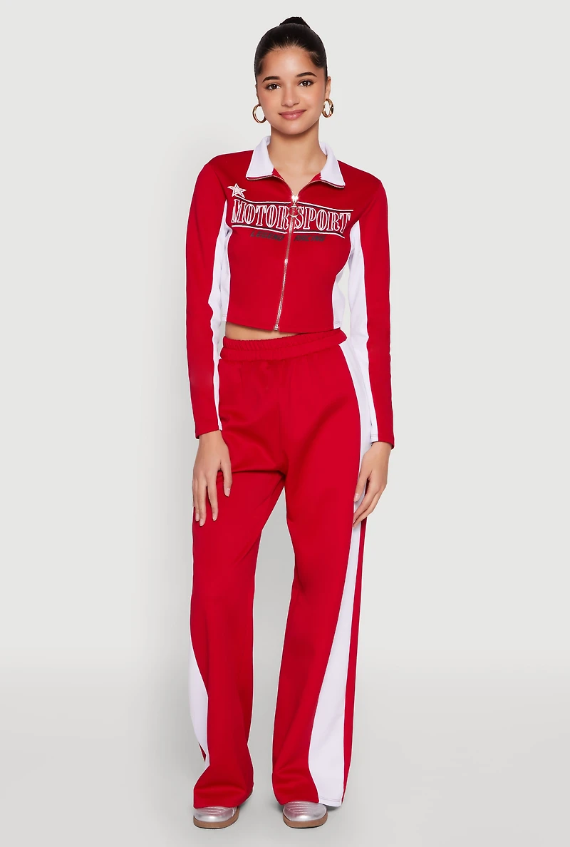 Color Block Detail Wide Leg Pants