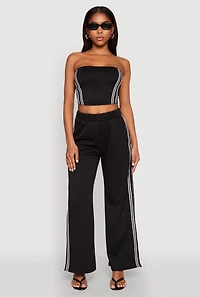 Womens Side Varsity Stripe Pants, Black, Size M