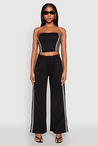 Womens Side Varsity Stripe Pants, Black, Size M